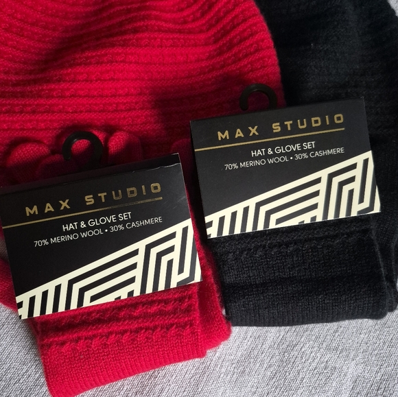 Max Studio Cashmere Hat And Glove Set - Picture 2 of 3